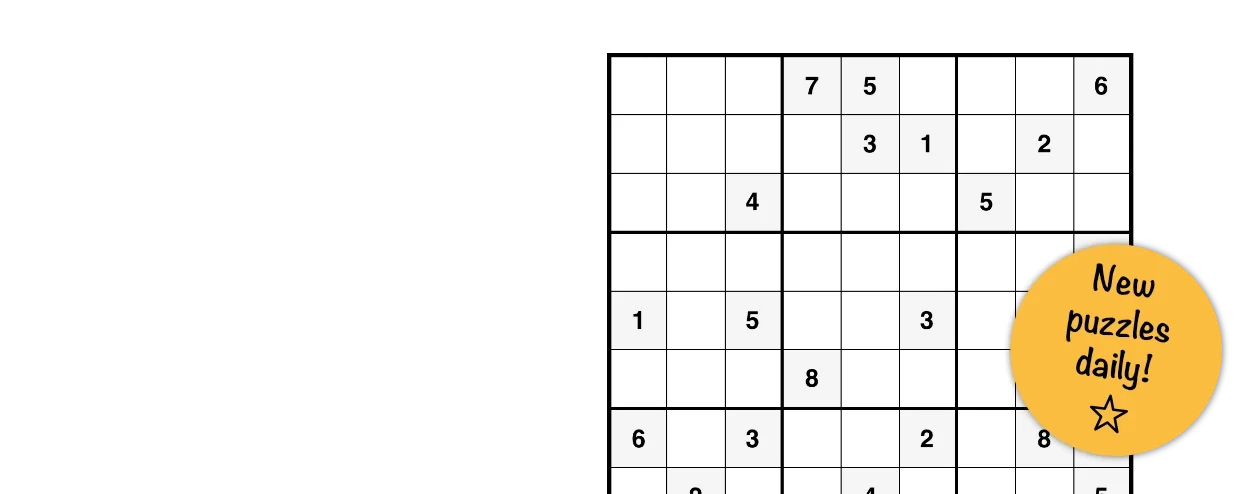 A partially filled Sudoku grid with a gold badge reading "New puzzles daily!" promoting the Daily Sudoku Challenge on Puzzlers Hub