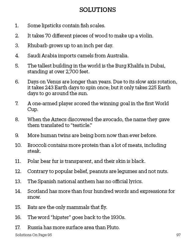 Solutions for Cryptograms Puzzle Book Volume 2 Fun Facts Edition