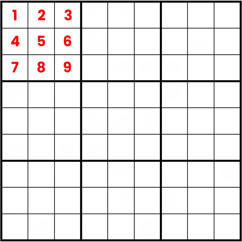Example sudoku grid showing a box or square
