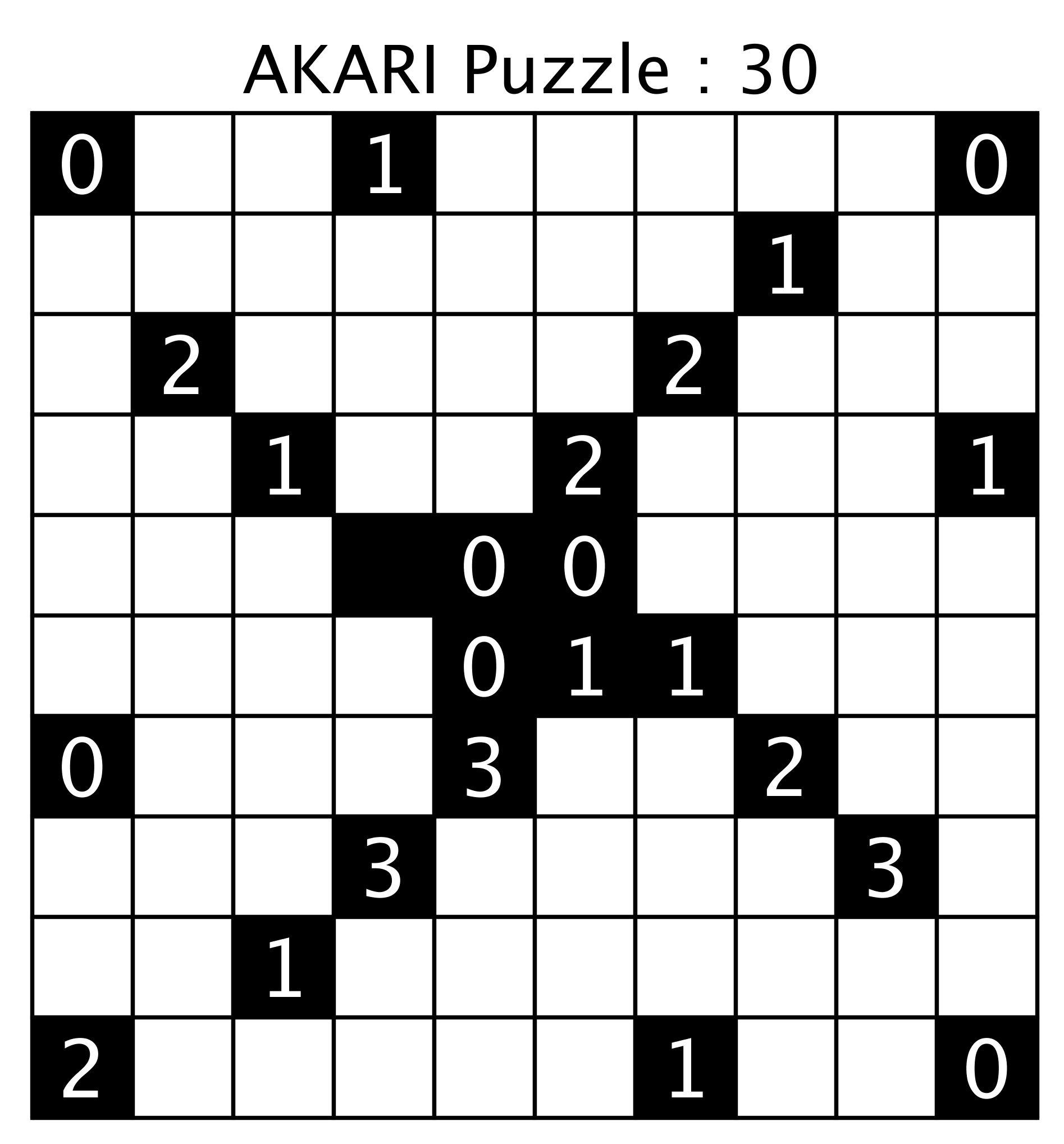 Intermediate Akari Puzzle Sample from Hare Publishing