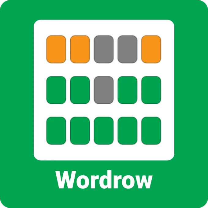 Wordrow puzzle icon showing a series of color-coded word guesses in a word deduction game