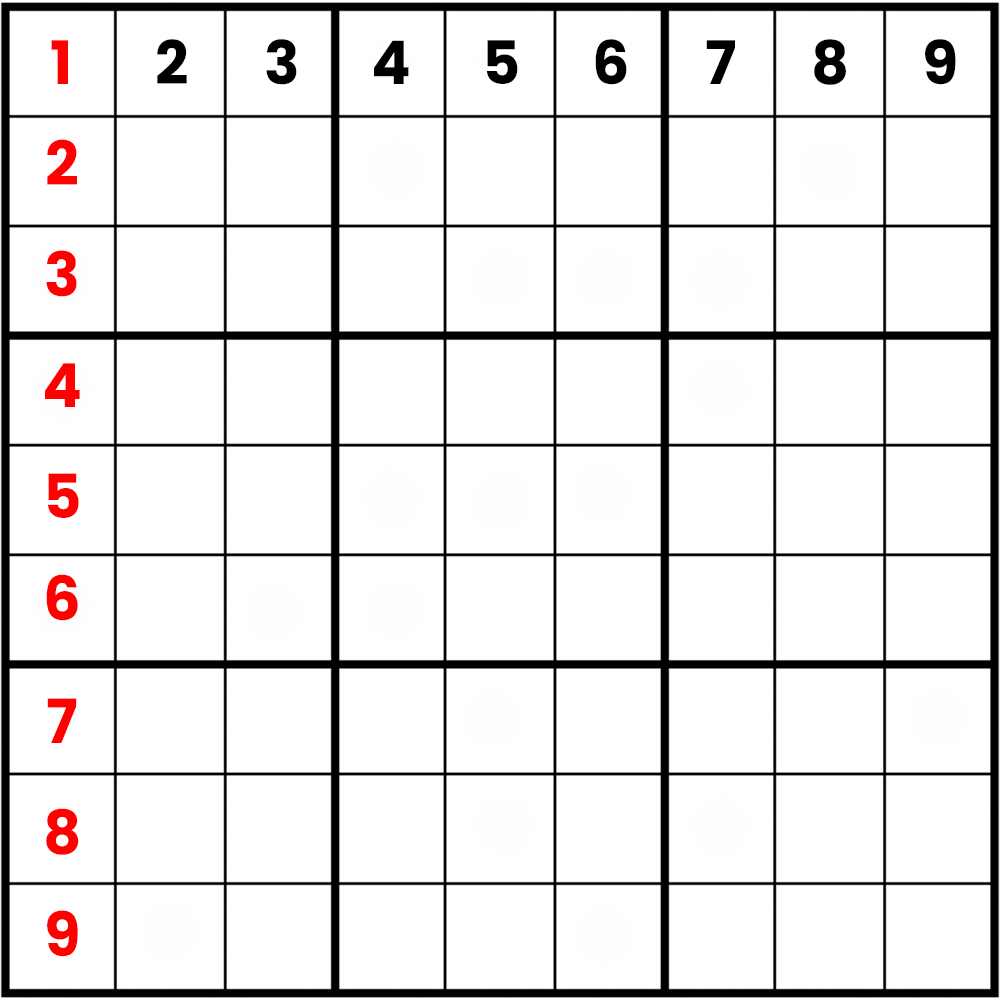 Example sudoku grid showing a column