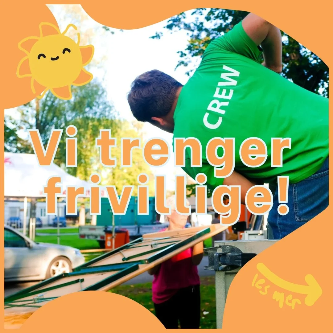 Vi trenger hjelp til &aring; dra i land festivalen v&aring;r! Meld deg som frivillig p&aring; nettsiden v&aring;r og bli med i gjengen! ☀️
Vi trenger sterke muskler og brede smil, har du en av delene eller kanskje til og med b&aring;de og h&aring;per