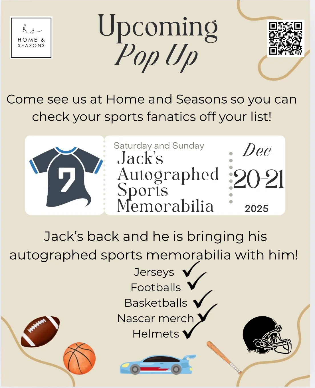 Jack's Autographed Sports Memorabilia Pop-Up