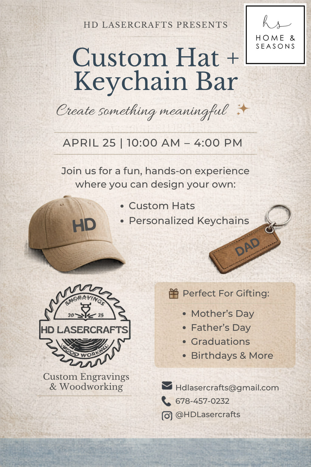 Custom Hat and Keychain Bar with Hunter