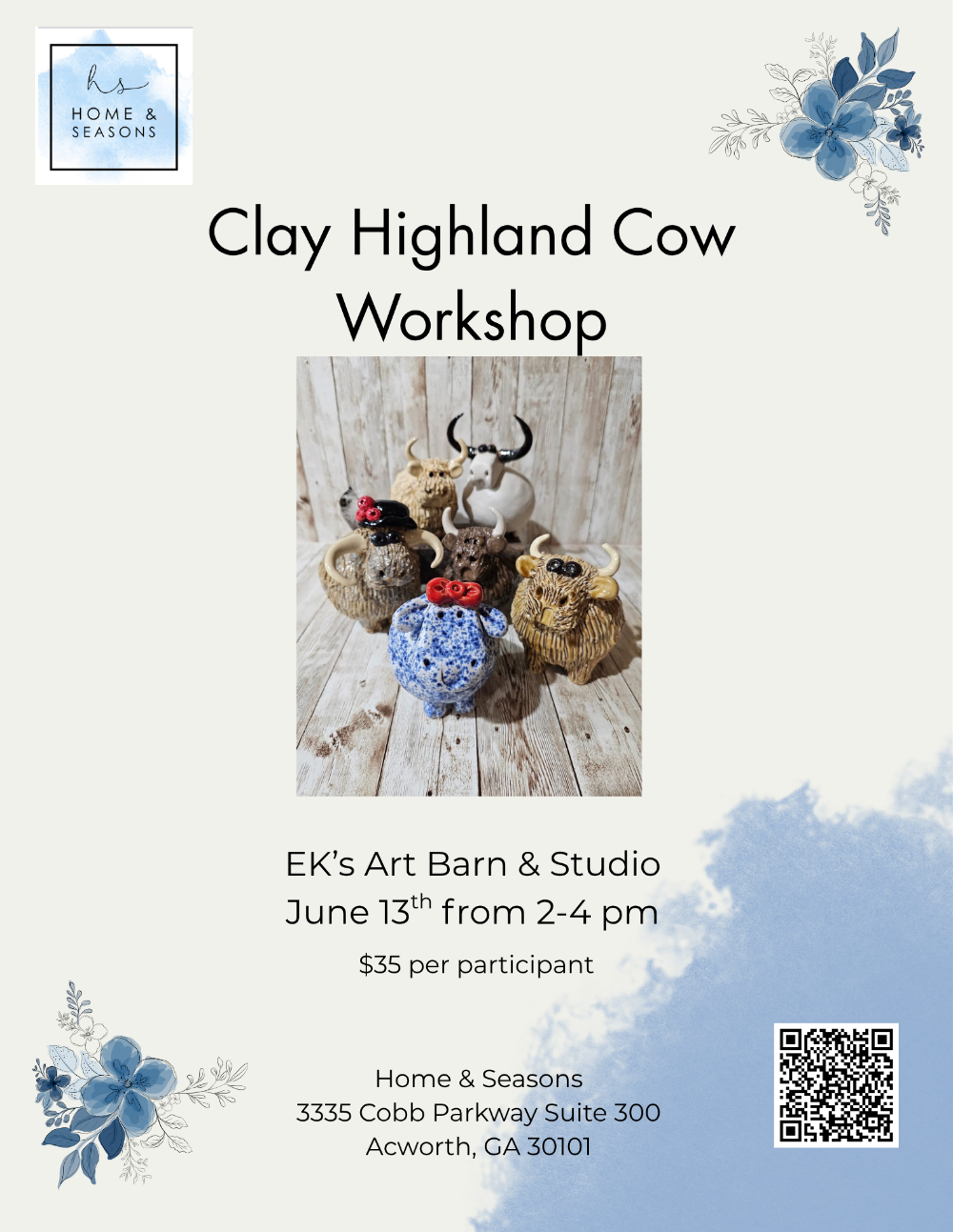 SOLD OUT- Clay Highland Cow Class with EK's Art Barn &amp; Studio