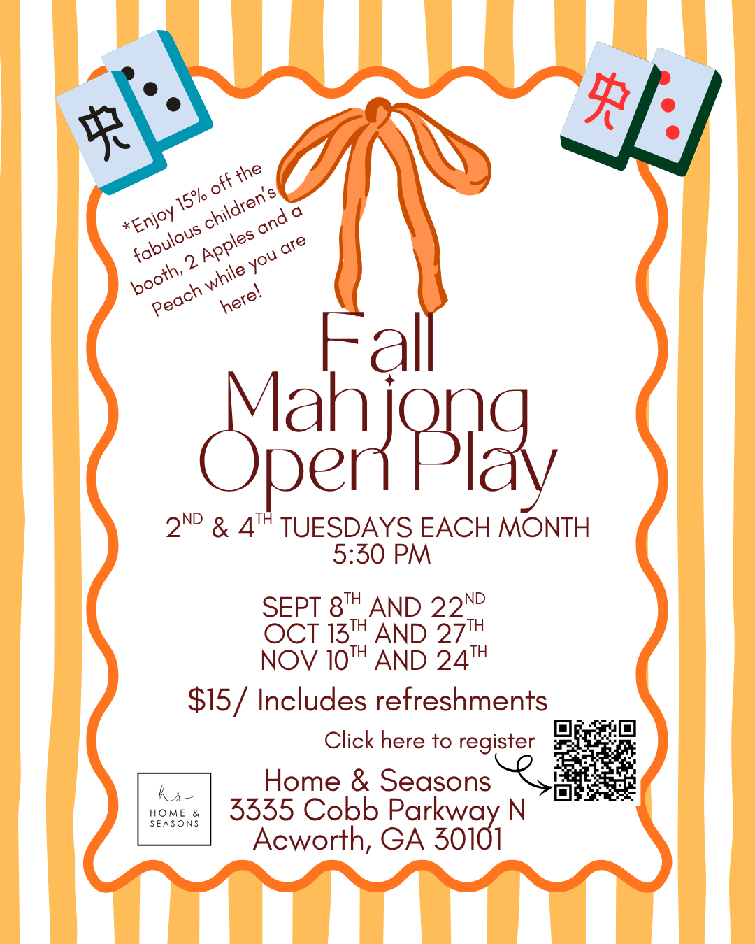 FALL Mahjong Open Play - Register Online 
