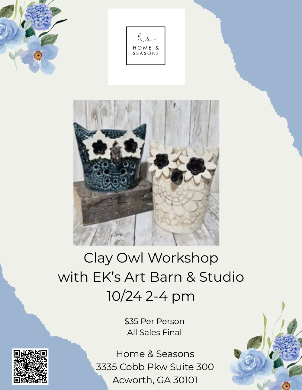 Clay Owl with EK's Barn Studio