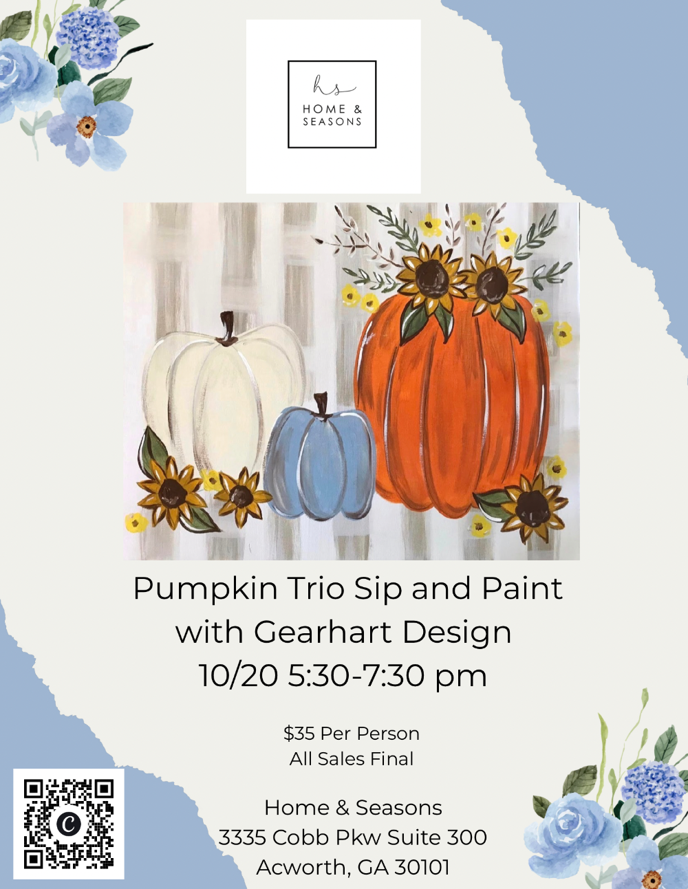 Pumpkin Trio Sip & Paint with Gearhart Design
