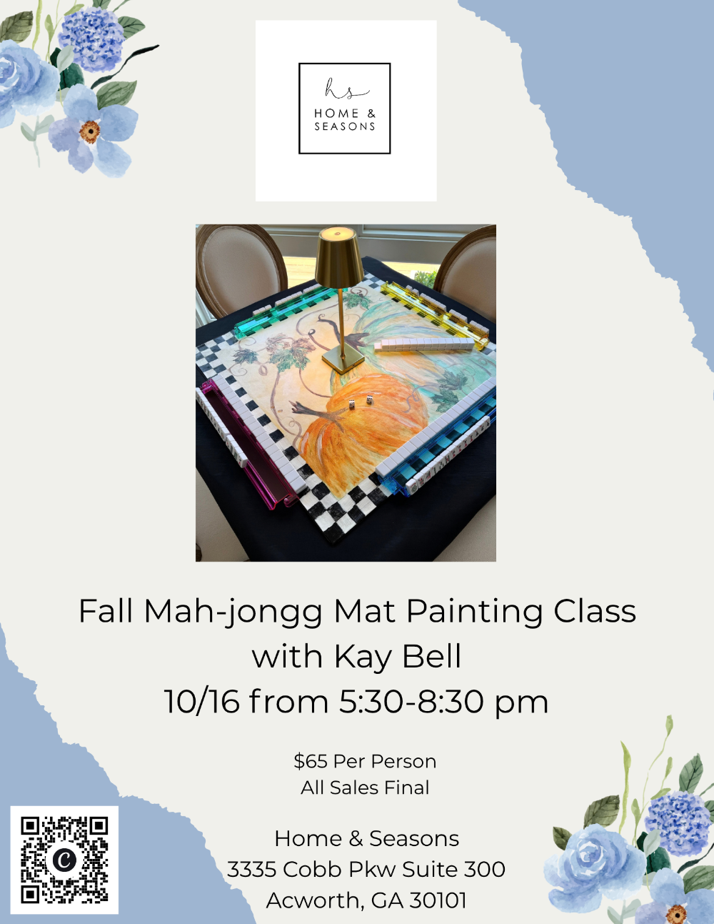 Fall Mahjong Mat Painting Class with Kay Bell