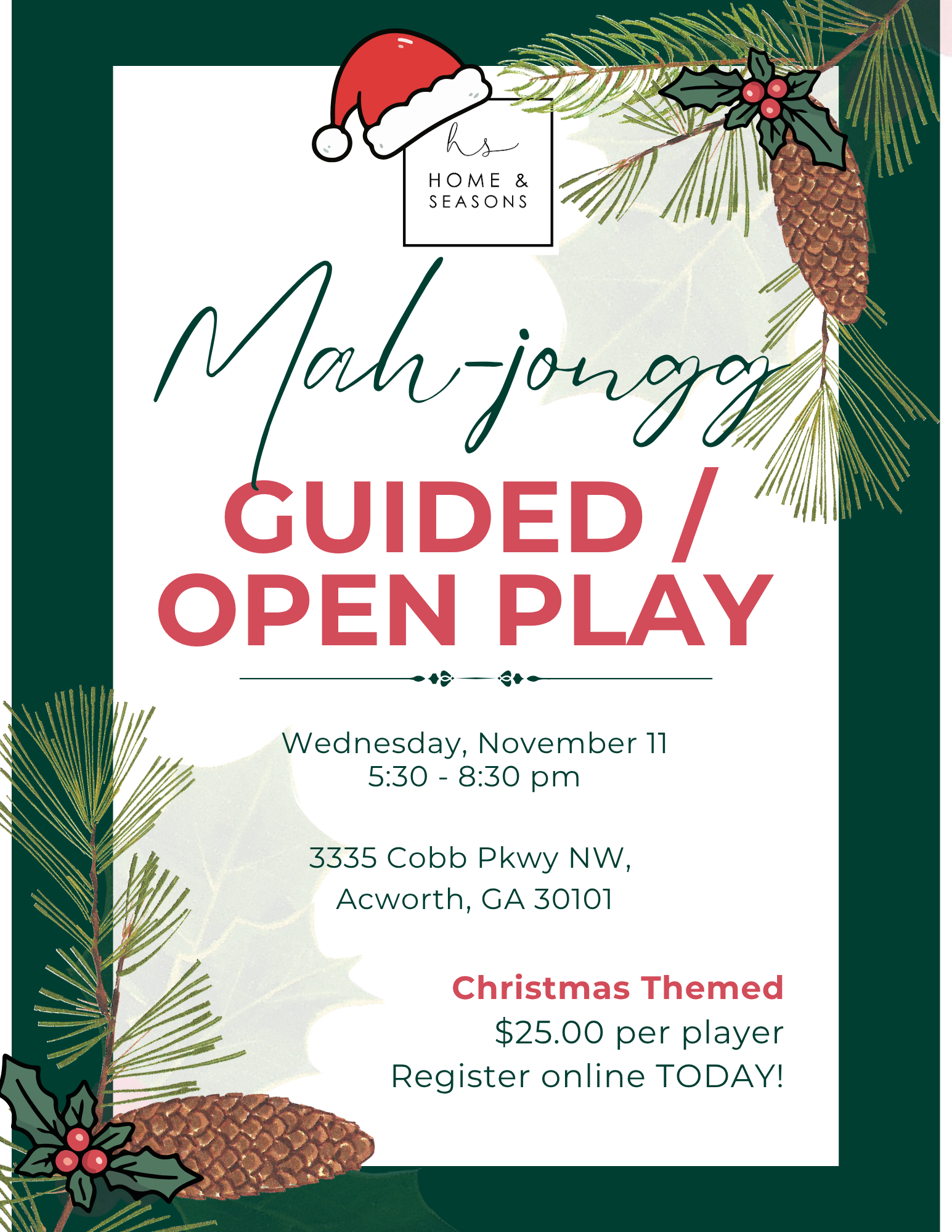 Guided/ Open Play Mahjong - Christmas Themed