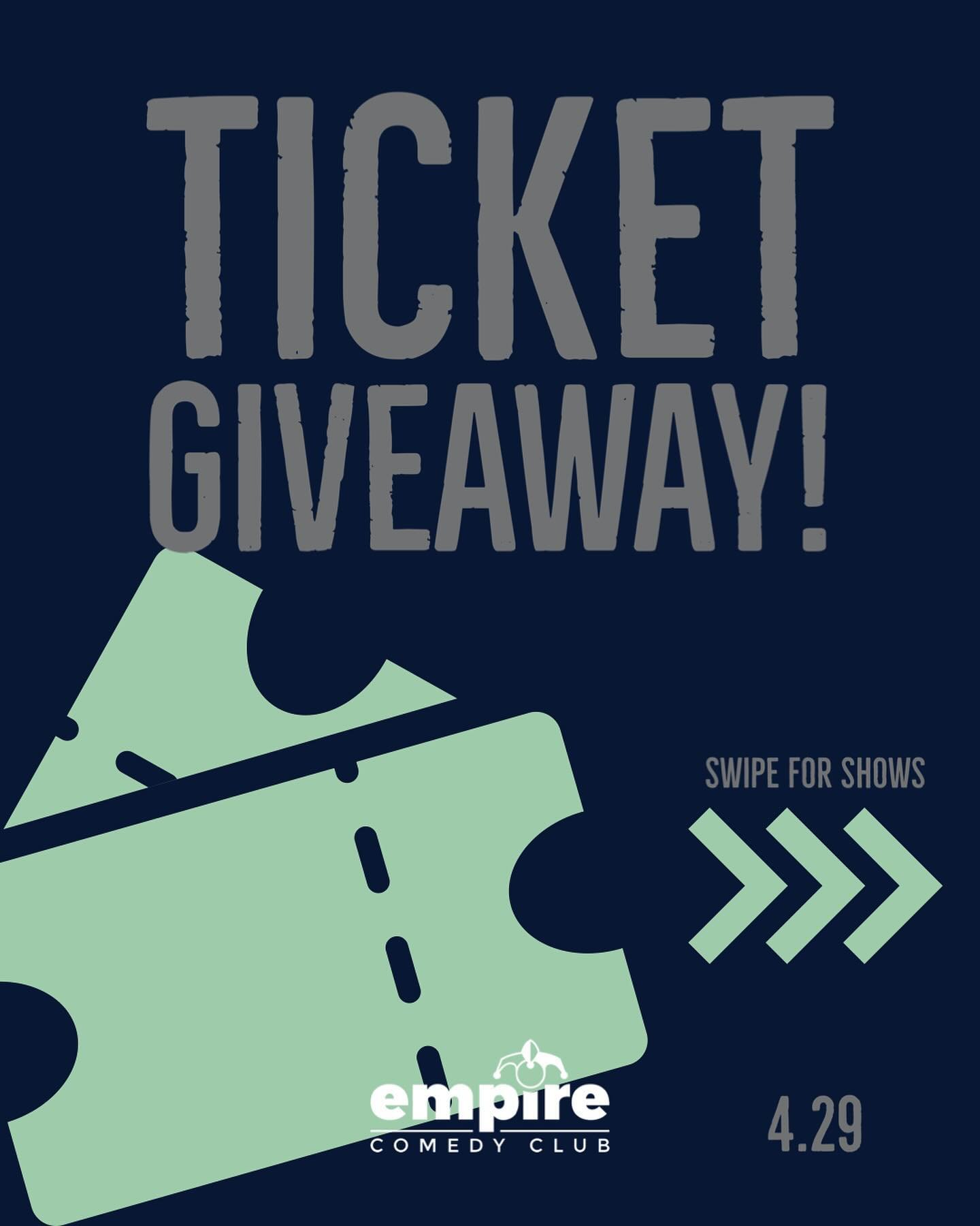 🎉 **GIVEAWAY ALERT!** 🎉
Empire Comedy Club weekly ticket giveaway! 4.29
BIG COMEDY WEEK AHEAD! *We added a STEP to win*

To enter:
1️⃣ Like this post
2️⃣ Share this post
3️⃣ Follow our pages
4️⃣ Tag a friend(s)
Each tag is an additional entry, so t