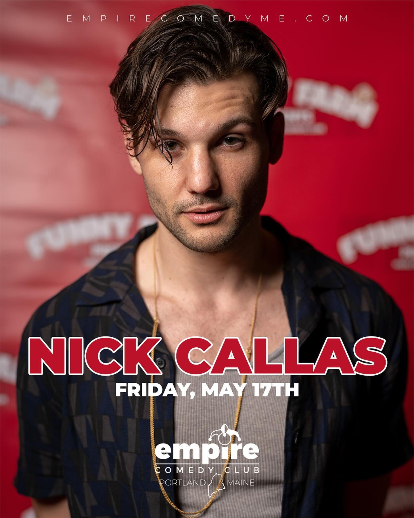 TONIGHT! FRI MAY 17th! Two shows!! At 7pm we have Nick Callas headlining, followed by our late show, Last Call Showcase at 9:30pm!  Get your tickets!  Doors at 6pm! 
Tickets @ link in bio 🎟️
&bull;
#empirecomedyclub #comedyclub #maine #portlandmaine