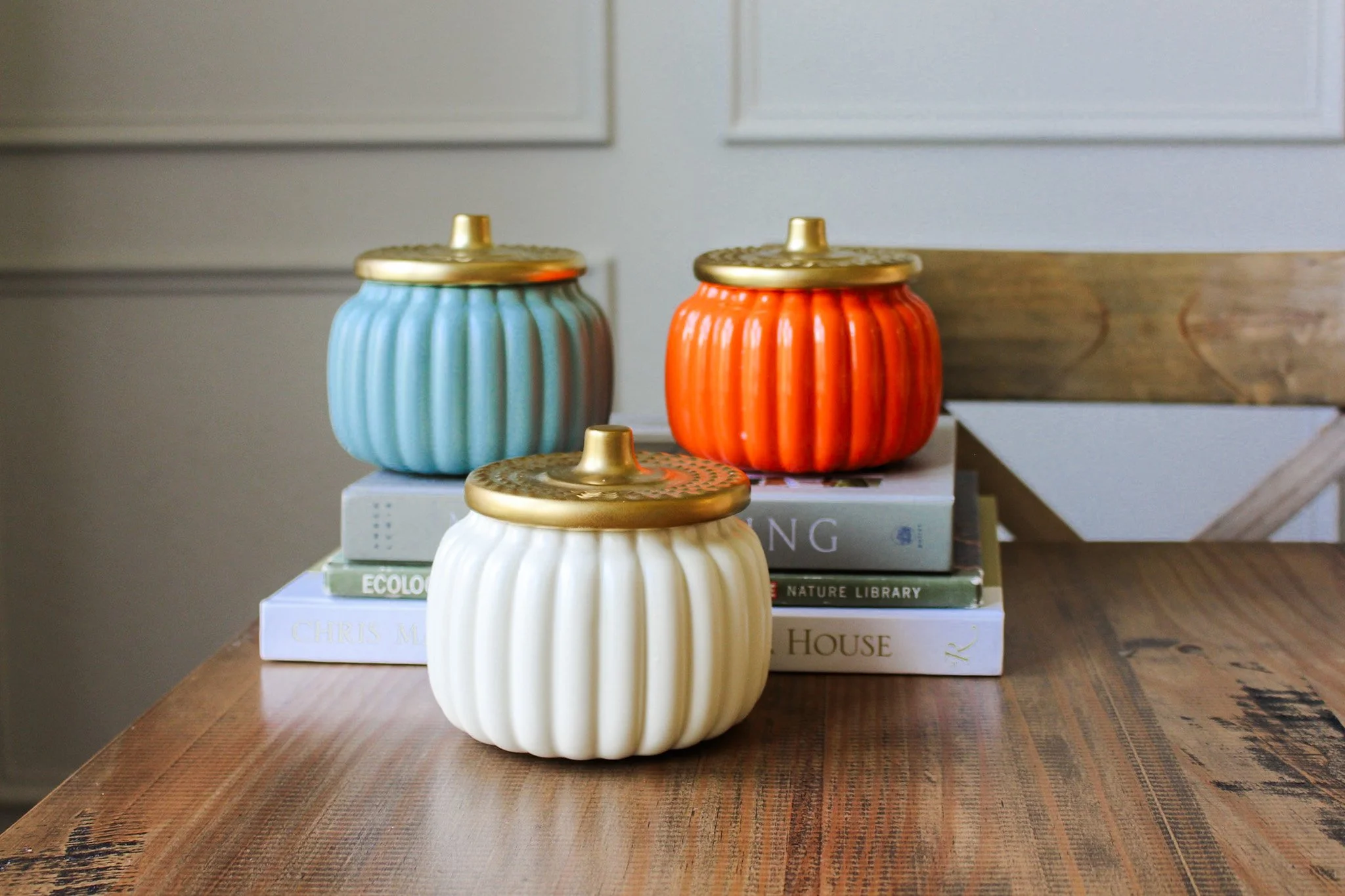 Fall Golden Pumpkin Vessel | 20 oz, Triple Wick