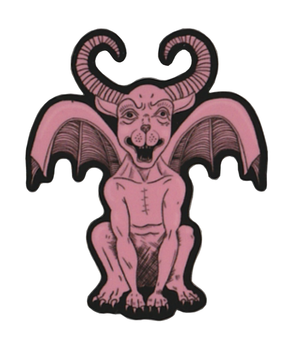 a pink gargoyle sticker. click this image to go to shop stickers.