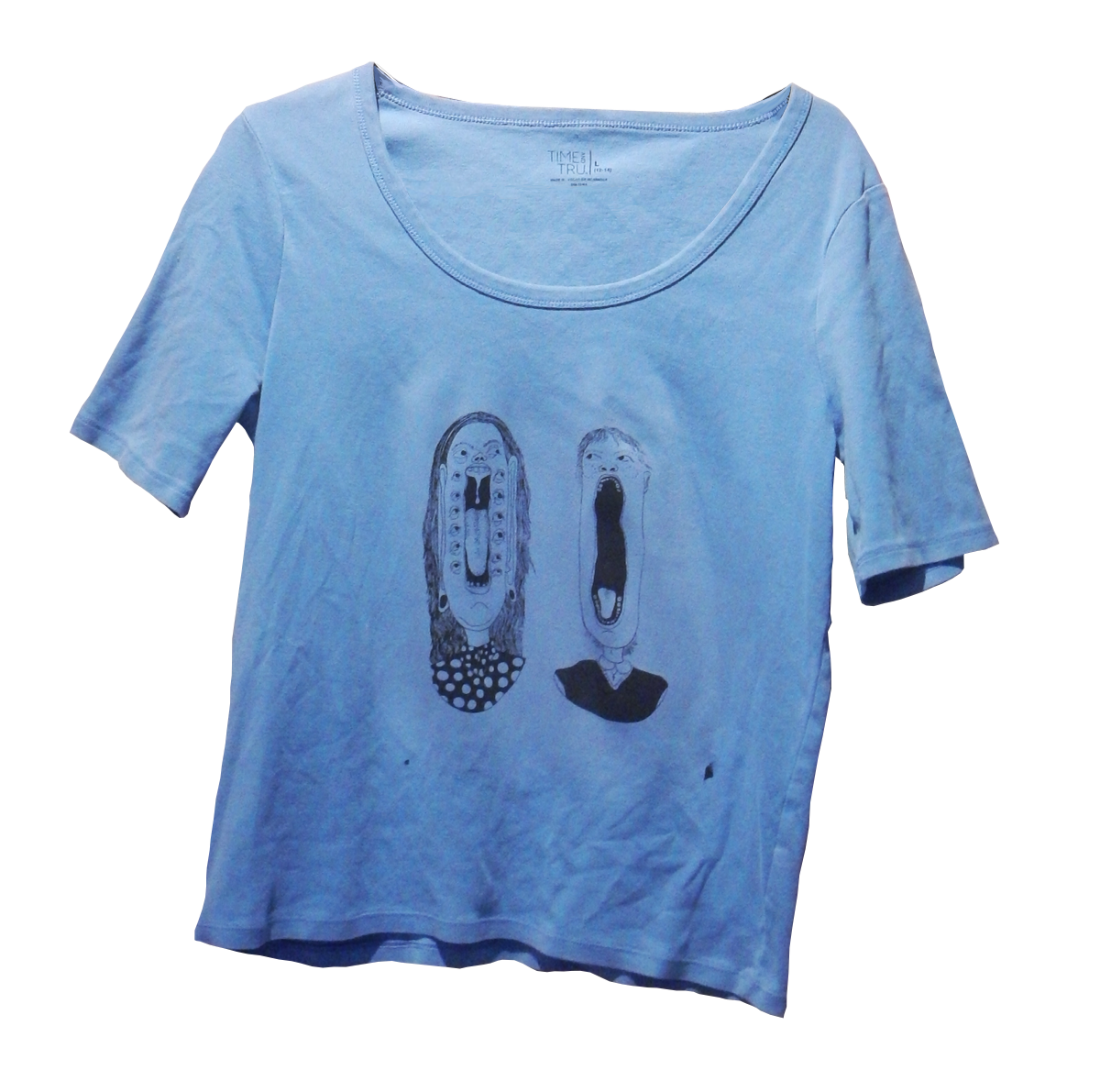 an image of a blue T-shirt with the Long Guys design printed on the front. Clicking this image will take you to the clothing shop.
