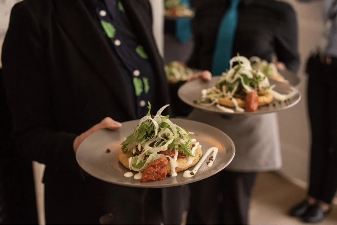 Wedding reception food from sustainable menu