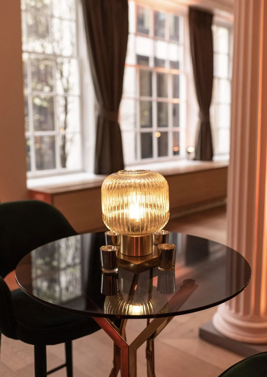 Cocktail hour lounge furniture and lighting