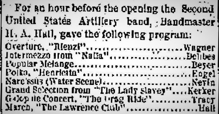 The 2nd U.S. Artillery Band Program in the Aug. 26, 1896 Newport Daily News