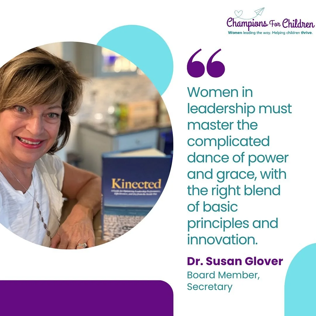 Time for another Champion Spotlight and book recommendation! Meet Dr. Susan Glover, Champions for Children Board Member, nurse, health care performance executive, leadership scholar, and published author to name just a few of her roles.
 
Susan is a