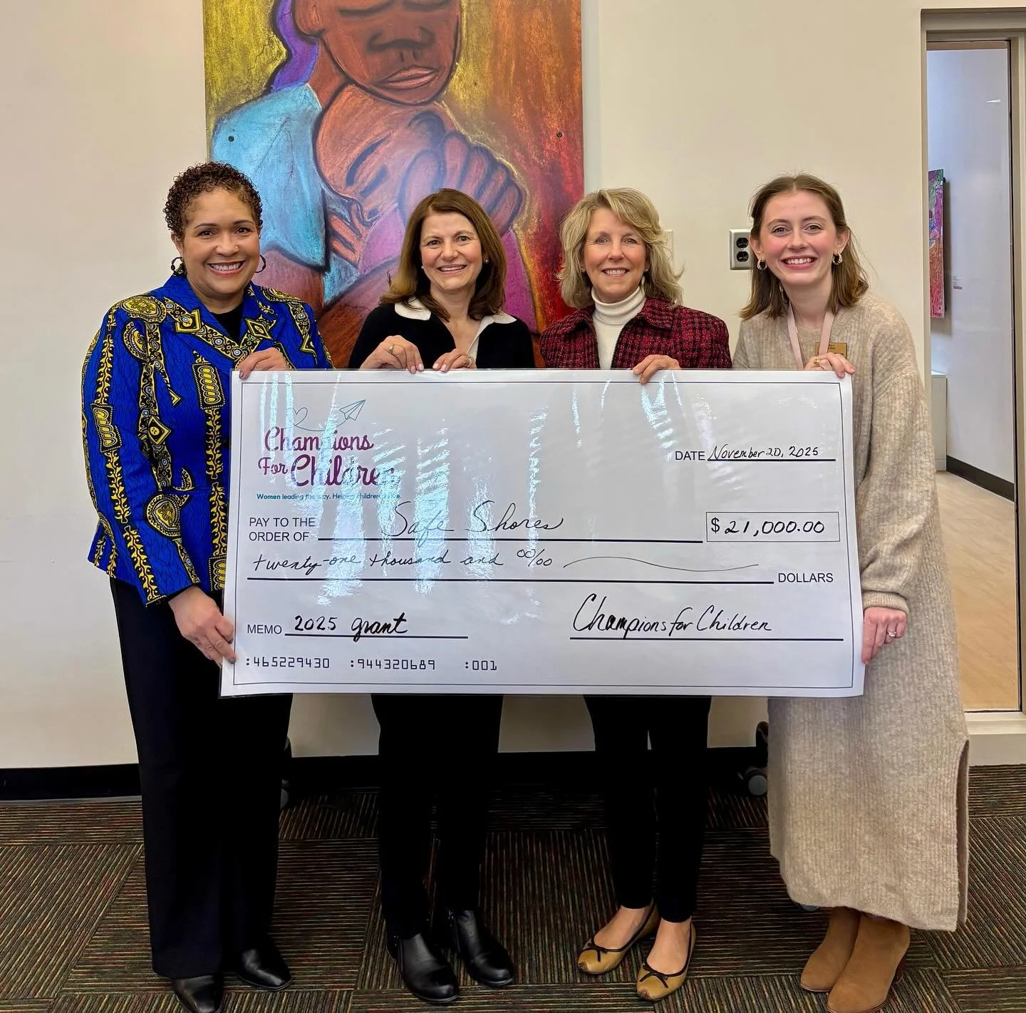 Champions for Children visited Safe Shores&mdash;The DC Children&rsquo;s Advocacy Center last month, where we took a tour of their facility, heard about various programs from staff members, and presented the funds we raised from our Countdown to Worl