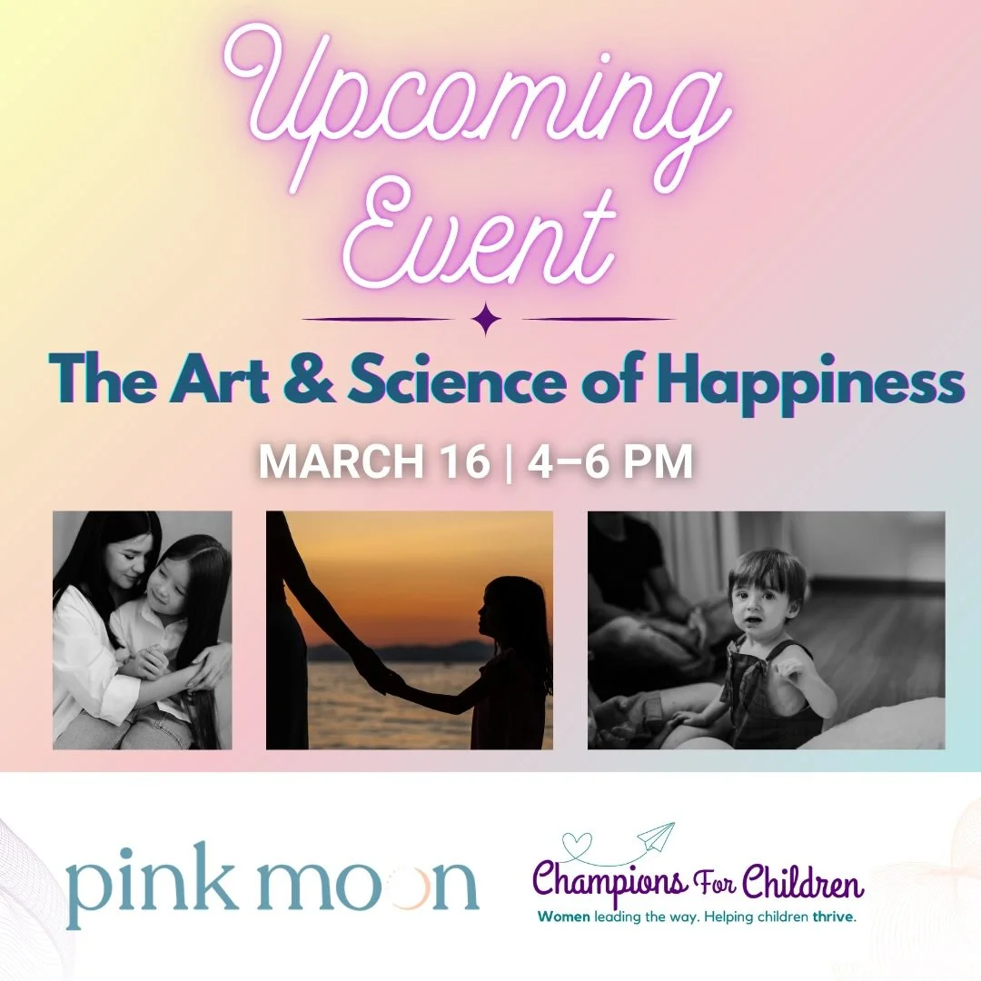 It&rsquo;s almost time. Register soon! 

The Art &amp; Science of Happiness at @pinkmoonmoms will bring together experts to explore how everyday actions can help us raise resilient children.

We are grateful to Rooted3 for providing food and to Cherr