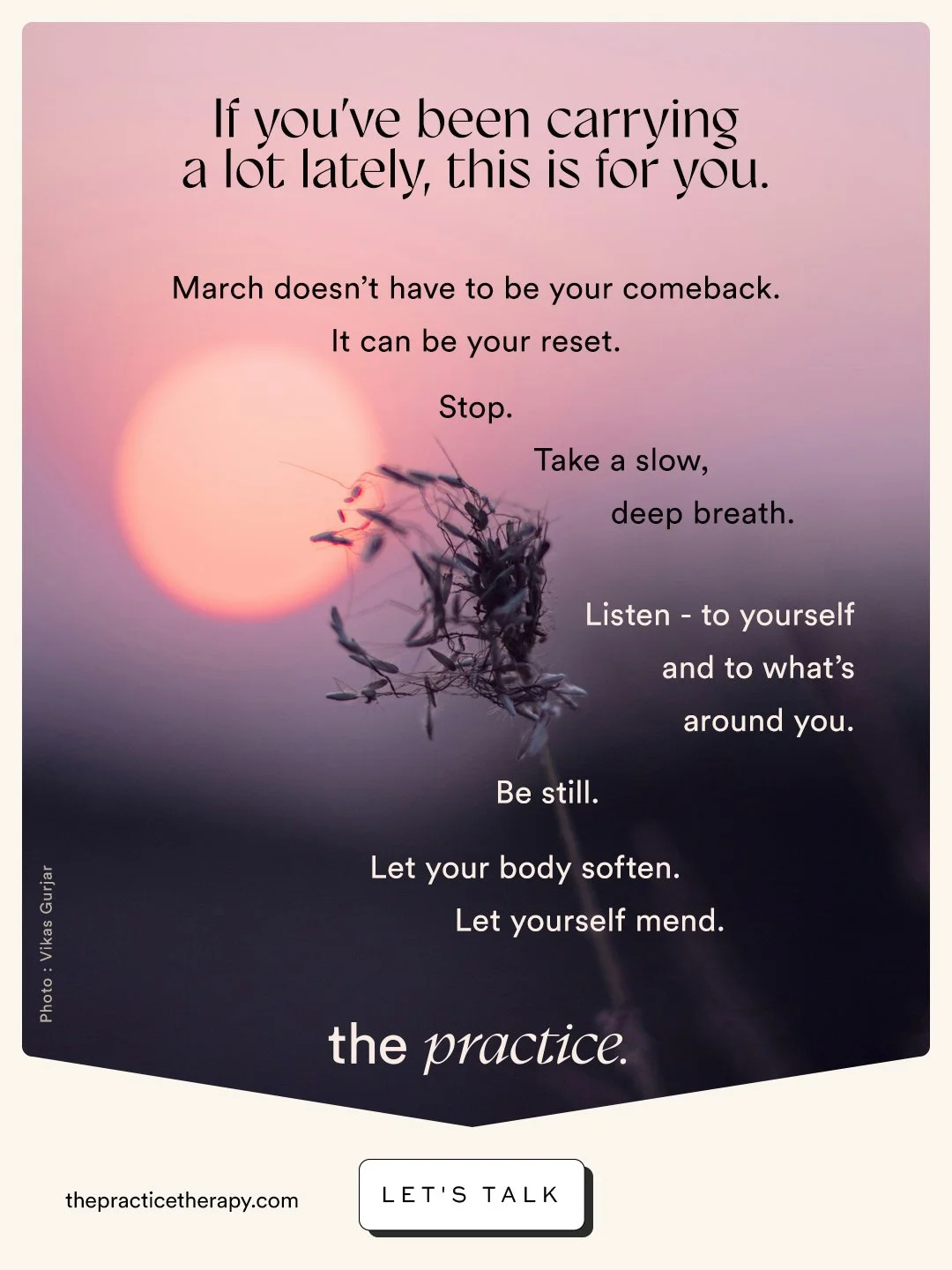 March often carries pressure &mdash; to bounce back, to push forward, to &ldquo;get it together.&rdquo;

But healing rarely responds to pressure.
If you&rsquo;ve been holding stress, grief, responsibility, or silent exhaustion&hellip; your nervous sy