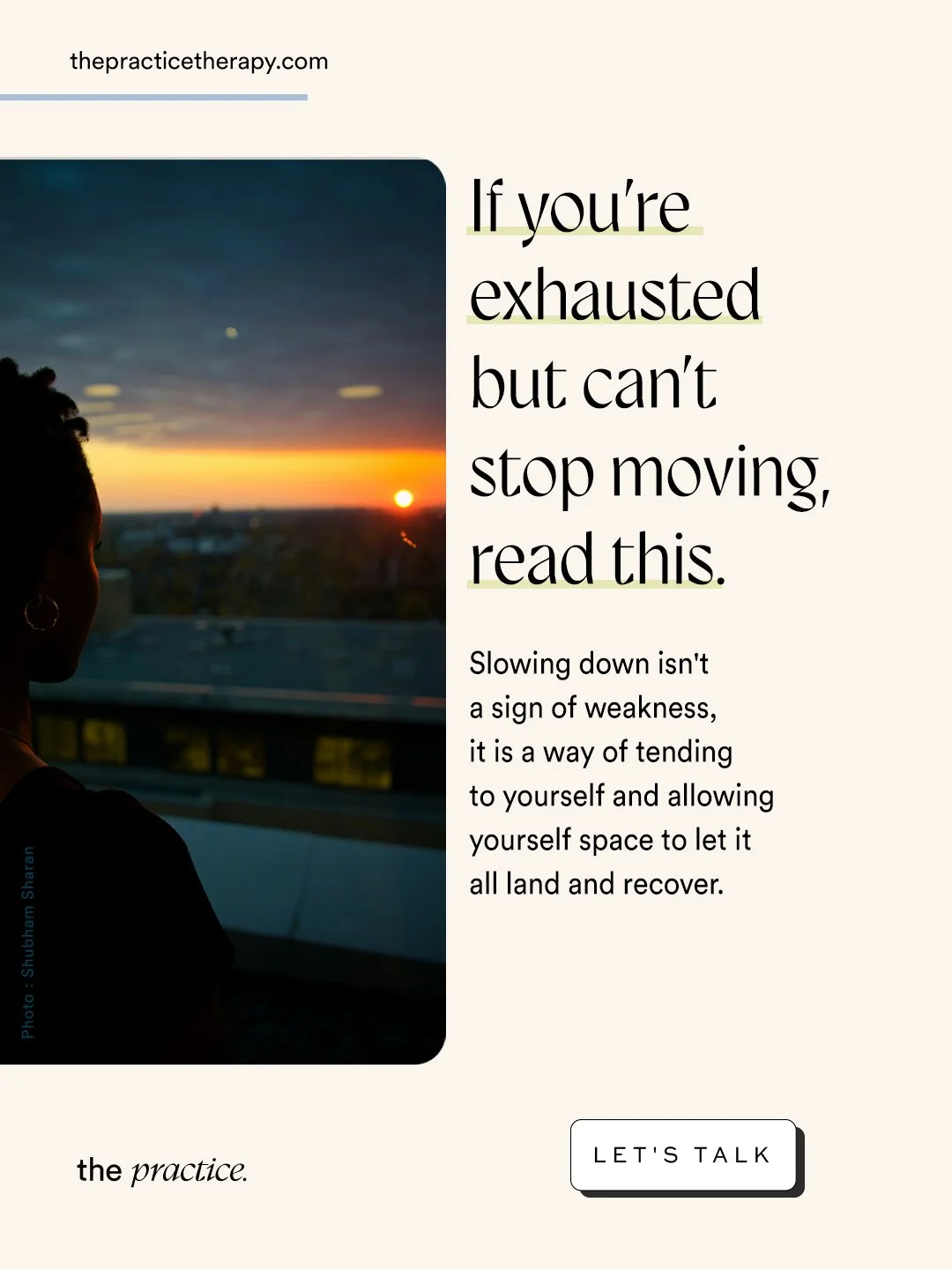 Sometimes exhaustion doesn&rsquo;t look like stopping. It looks like pushing through, staying busy, and not letting yourself pause.

But constant motion can be a way our nervous system tries to stay ahead of what we&rsquo;re feeling.

Slowing down is
