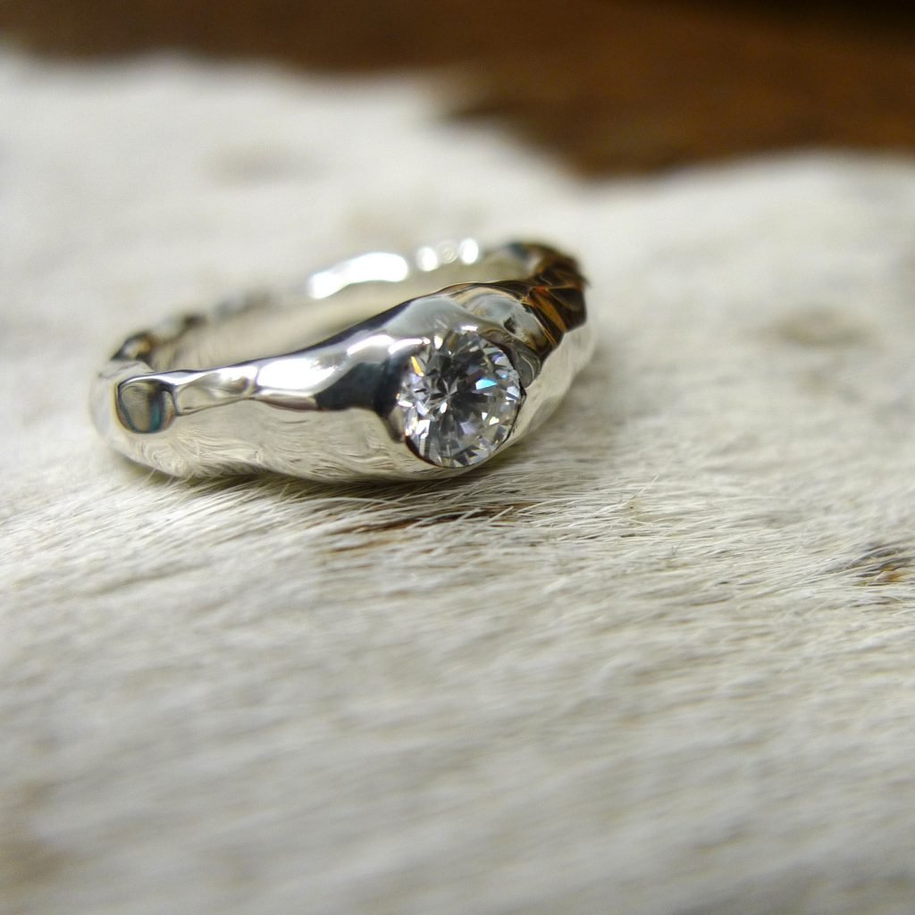 Sidney Diamond Solitaire Ring Organic Diamond Engagement Ring, Handmade  Diamond Earth Ring, Petite Diamond Boho Engagement Ring - Etsy