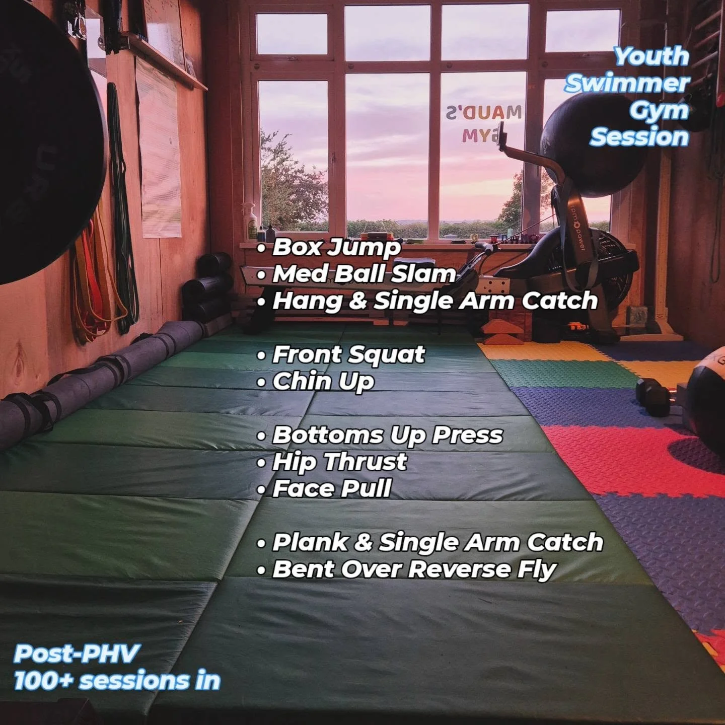 Having gradually earned the right to progress exercise selection and load, this is what a youth swimmer's gym session looks like. 🏊&zwj;♀️
