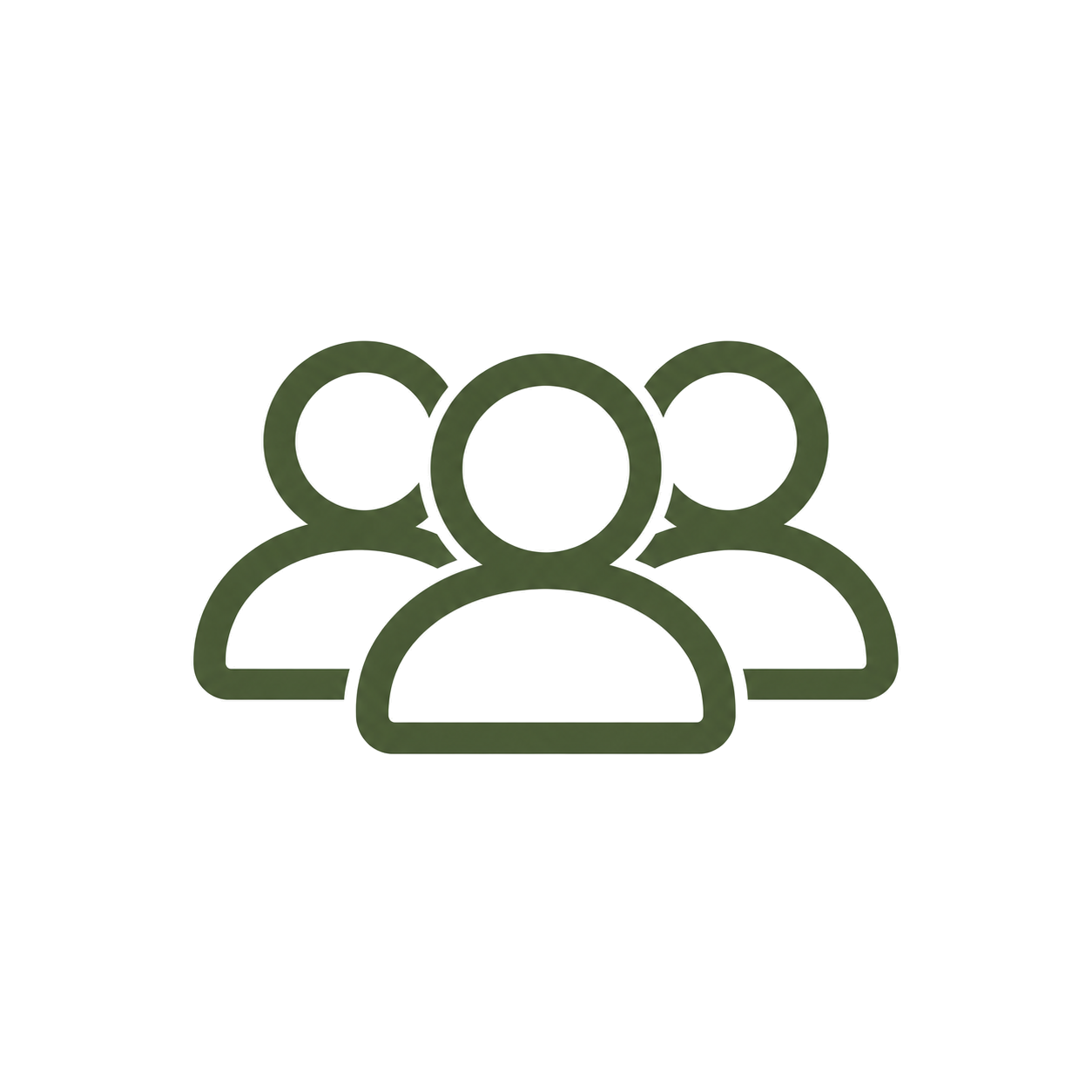 Icon of three stylized human figures connected, representing a group or team.