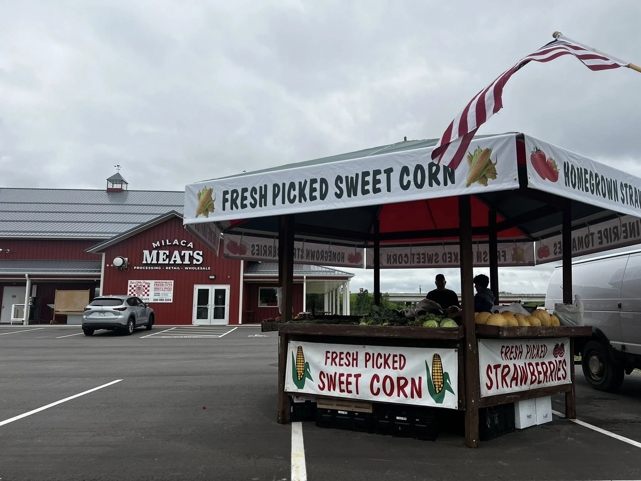 Veggie stand at Milaca Meats.