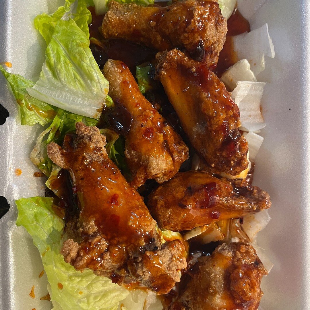 Thai Chicken Wings. How good do they look!? #thachickenwings #vegetarianfood #wilkesbarrefood #thaifood #authenticcuisine #pittston #pittstonfood #takeoutnearme #thaitakeout #doordash #ubereats #toast #thaifoodie