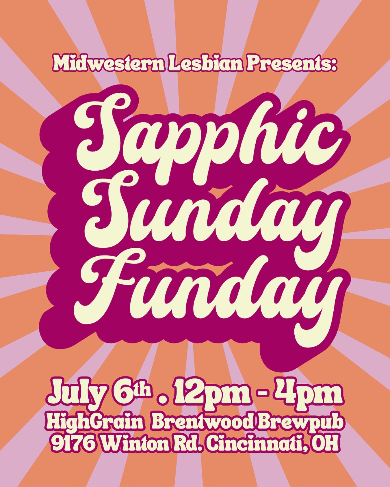 we&rsquo;re super excited to have Sapphic Sunday Funday at @highgrainbrentwood on July 6th!! we&rsquo;ll have drinks, food, cornhole, pool tables, coffee, and more! the new HighGrain Brentwood Brewpub is HUGE and open to all ages!! so come and hang o