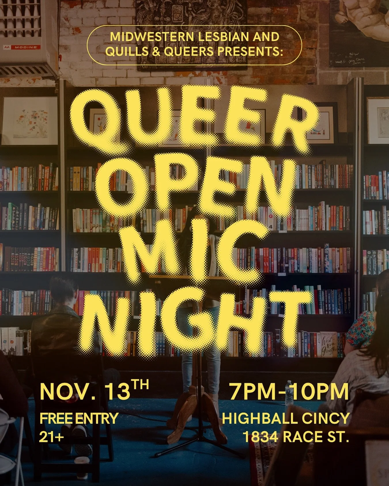 Get ready for a night of creativity and community at our Queer Open Mic Night! 🎤

Join us and @quills_and_queers_cincy on Thursday, November 13th at @highballcincy for a vibrant evening showcasing the incredible talent of the local queer community a