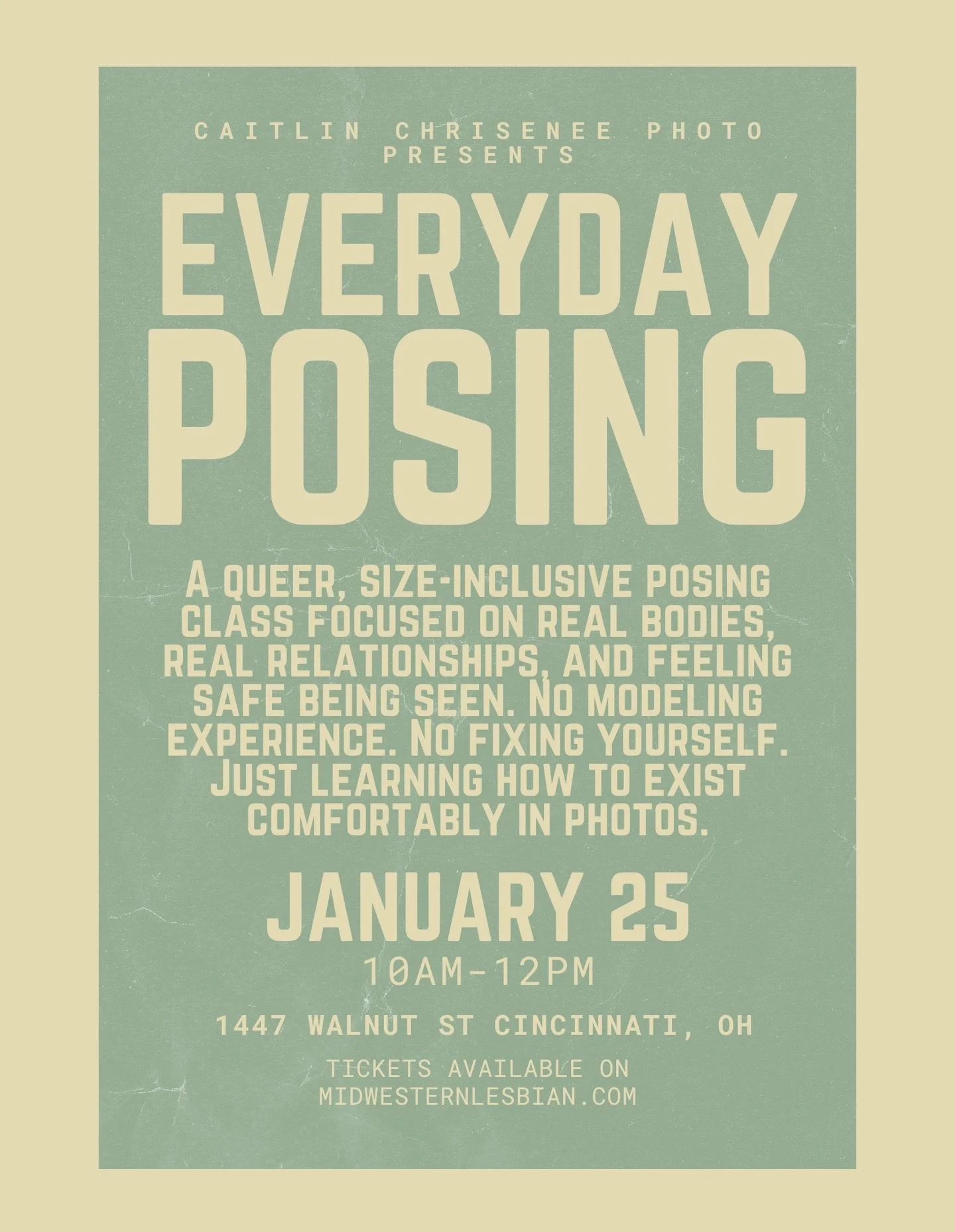 Have you ever said &ldquo;I don&rsquo;t know what to do with my hands&rdquo; or &ldquo;we never know how to stand together&rdquo;? 

This class is for anyone who wants to feel more comfortable in photos; by yourself, with a partner or with friends! 
