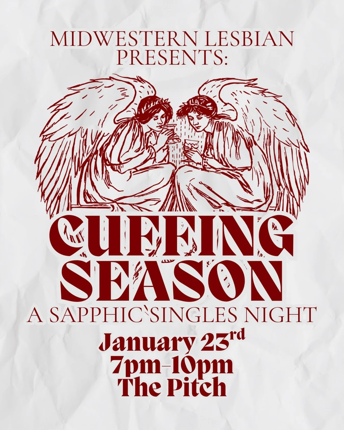 Cuffing Season is defined as the cold autumn and winter months seen as a period when it is especially desirable to enter into a romantic relationship. Join us at @thepitchcincy in Cincinnati for Cuffing Season: A Sapphic Singles Night. ❤️&zwj;🔥

Jus