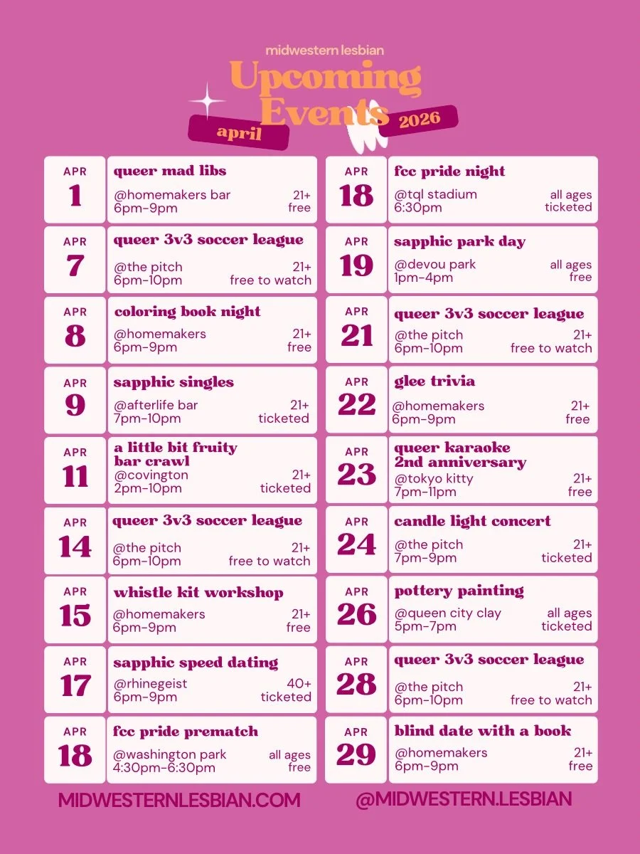 April with Midwestern Lesbian 🌼 

#cincinnati #lgbtq #events #midwesternlesbian