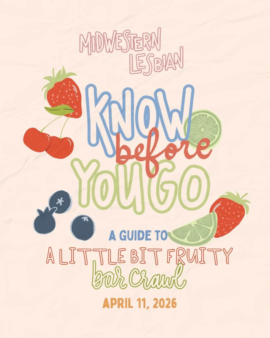 A little bit fruity bar crawl is tomorrow!! We are so excited to see everyone&rsquo;s fruity fits 🍒 

Tickets will be available on our website until tonight at midnight, ticket prices will go up at the door. 

YOUR GUIDE TO A LITTLE BIT FRUITY 
🍎 b