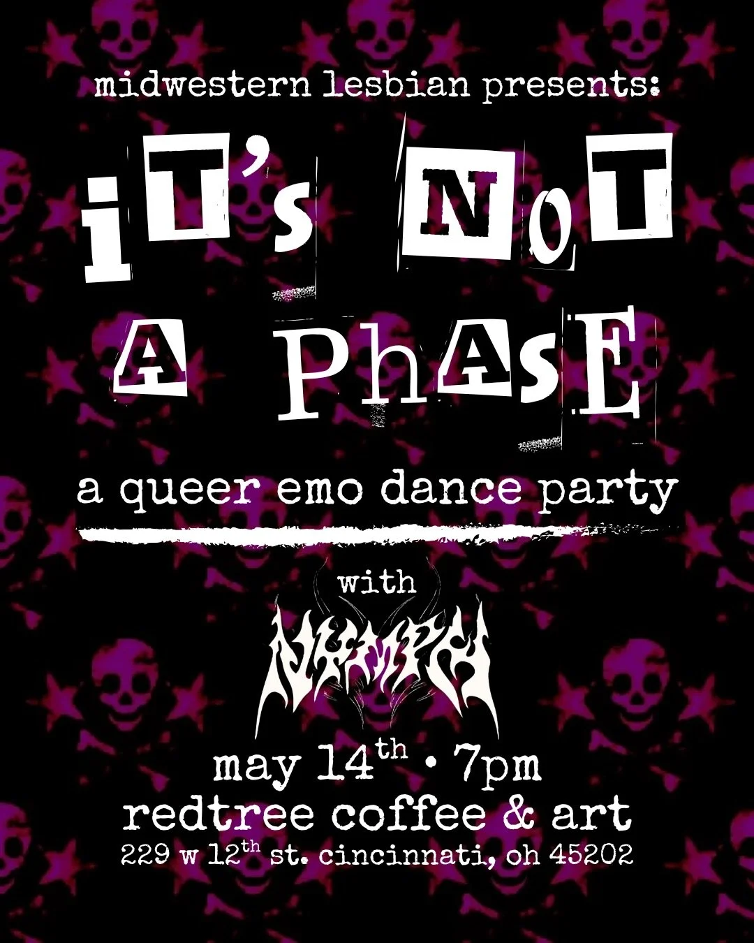 rAwR mEaNs I lOvE yOu In DiNoSaUr <3 xP
we&rsquo;re taking it back to our emo days because it was never a phase!! join us on may 14th at @redtreecoffeeandart with @nymphtml for It&rsquo;s Not A Phase: Queer Emo Night! put on your skinny jeans, gra