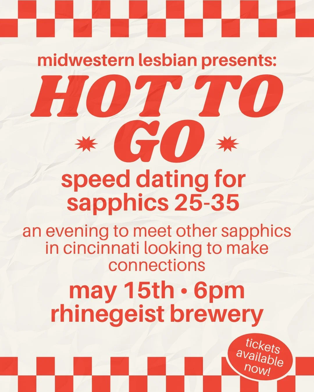 What&rsquo;s it take to get your number? Find out at Hot To Go: Sapphic Speed Dating for sapphics ages 25-35! Join Midwestern Lesbian on May 15th for an evening of conversations, connections, drinks, and more! Meet your new match or find someone to g