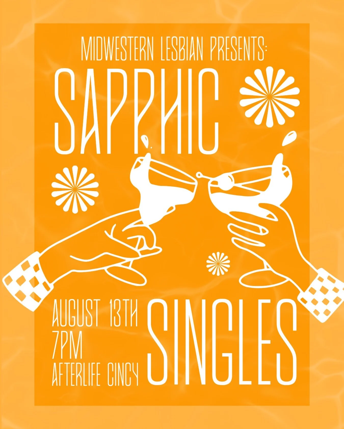 Calling all single sapphics in Cincinnati!
We&rsquo;re taking over Afterlife Bar for an evening of flirtation, drinks, games and community. Join us on August 13th from 7pm to 10pm for a Sapphic Singles Night with Midwestern Lesbian!
This event is des