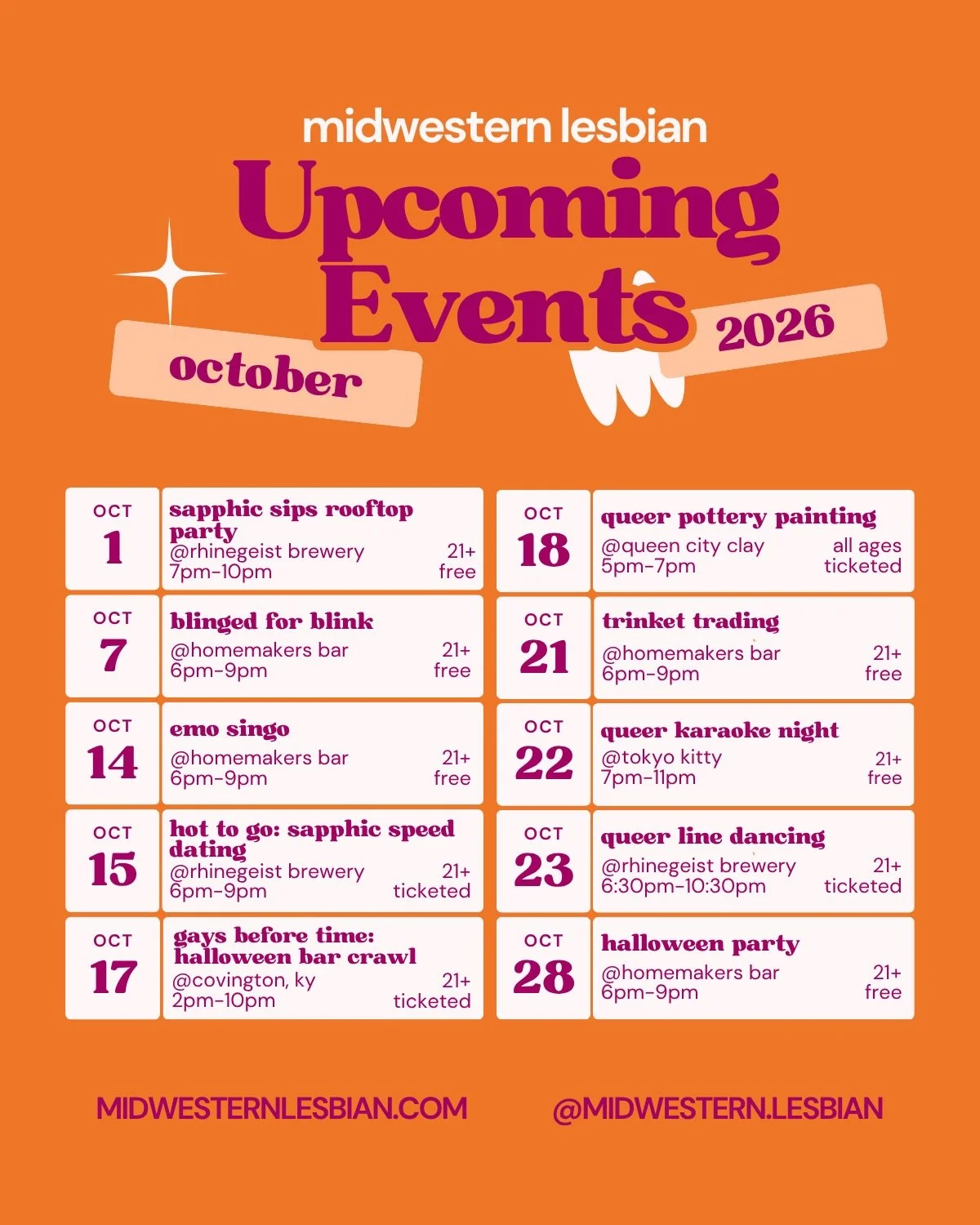 spooky season is upon us 🎃 join us in october!!

#lgbtq #cincinnati #events #midwesternlesbian