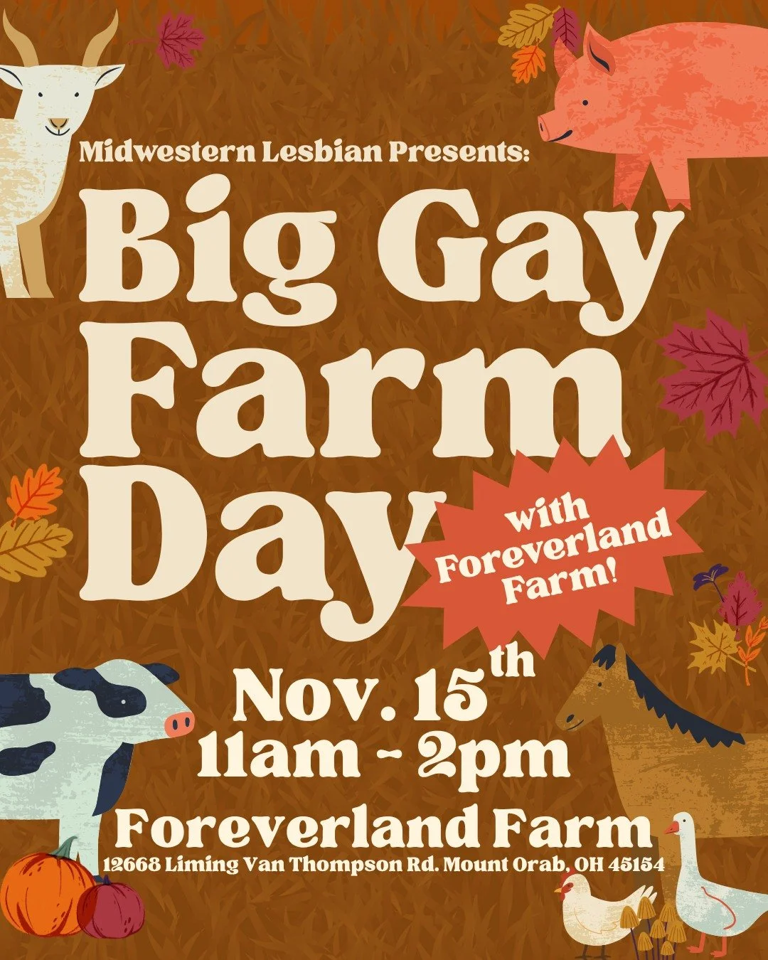 Join Midwestern Lesbian for a Big Gay Farm Day with Foreverland Farm Animal Sanctuary! 🐮 Foreverland Farm provides sanctuary for a wide range of animals, with a main rescue program focused on providing a forever home for animals that have been aband