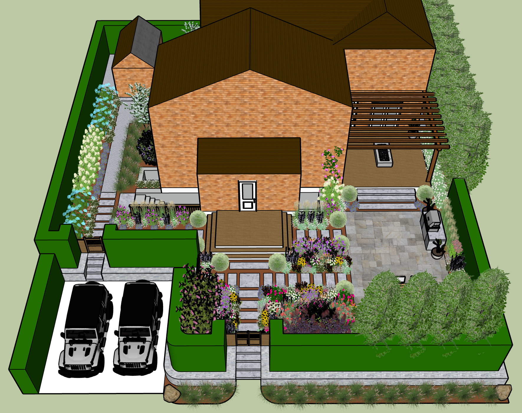 3d rendering of landscape plan on Nantucket island