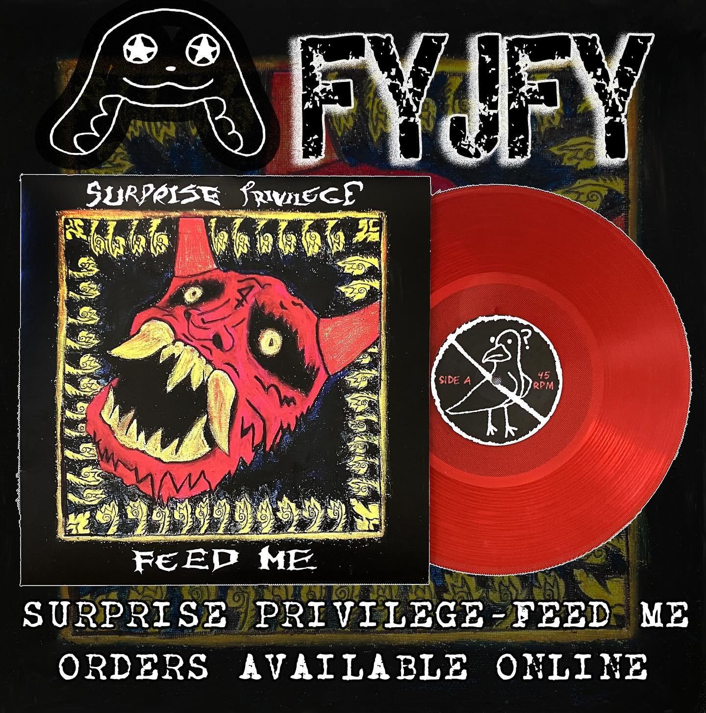 FYJFY VINYLS ARE NOW AVAILABLE FOR ORDER ONLINE (LINK IN BIO). pick up a @surpriseprivilege record if you can&rsquo;t make it to one of their shows, they&rsquo;re also available for purchase at @thrillhouse_records and @amoebasf as well as @amoebaber