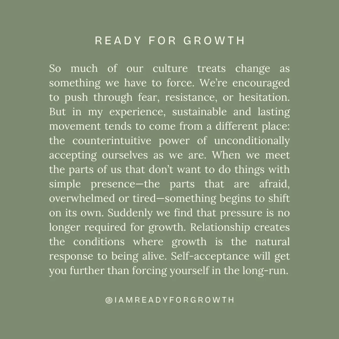 Force works for a while, until it doesn&rsquo;t. Because pushing against resistance can only last for so long. The only sustainable path is meeting the resistance, and through relationship transforming it such that it no longer impedes the natural fl