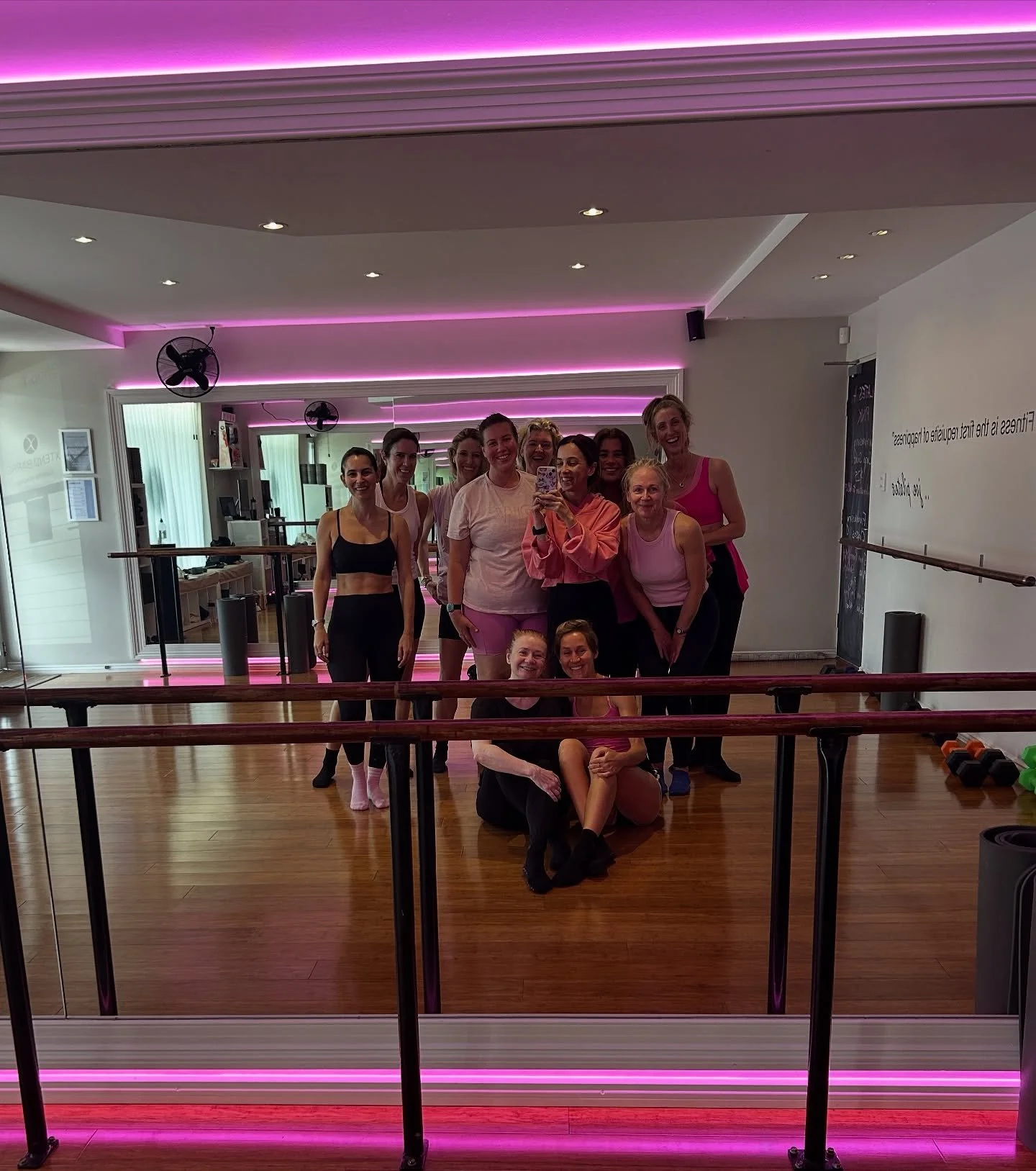 Thank you to our PILATES FOR PINK barre-stars who sculpted, pulsed and glowed their way through 75 mins of Mat, Strength and Barre yesterday to raise vital monies for @chris_obrien_lifehouse for breast cancer research. 
💗 Over $400 raised in this cl