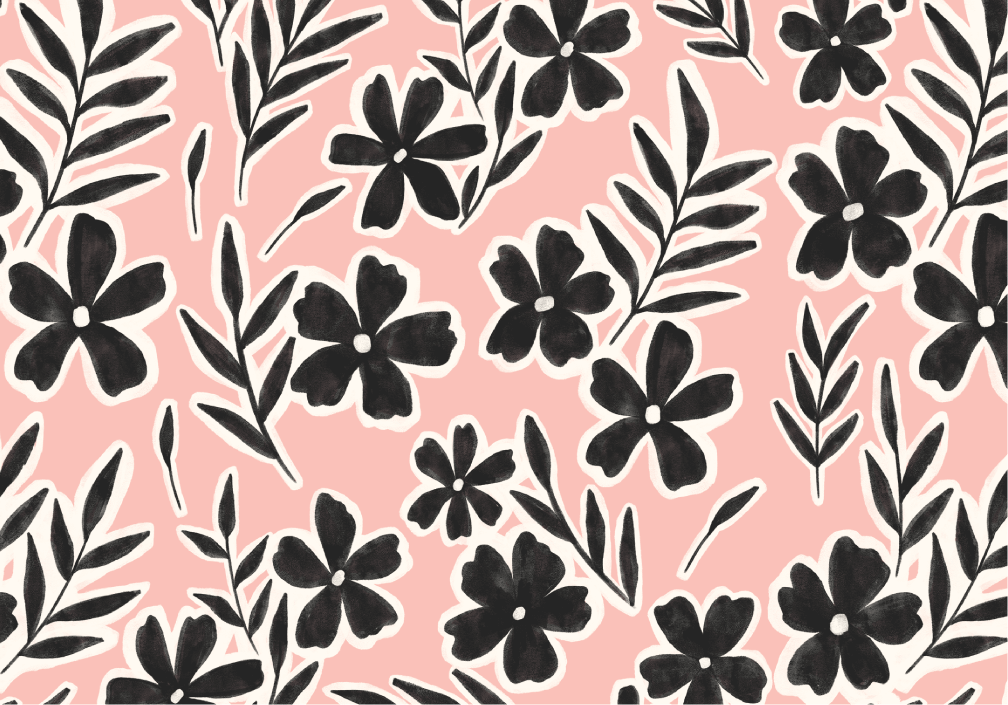 Black and White flowers on Pink