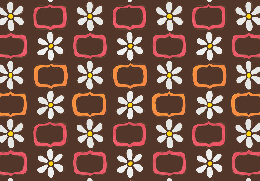 Mid Century Pattern with Daisies